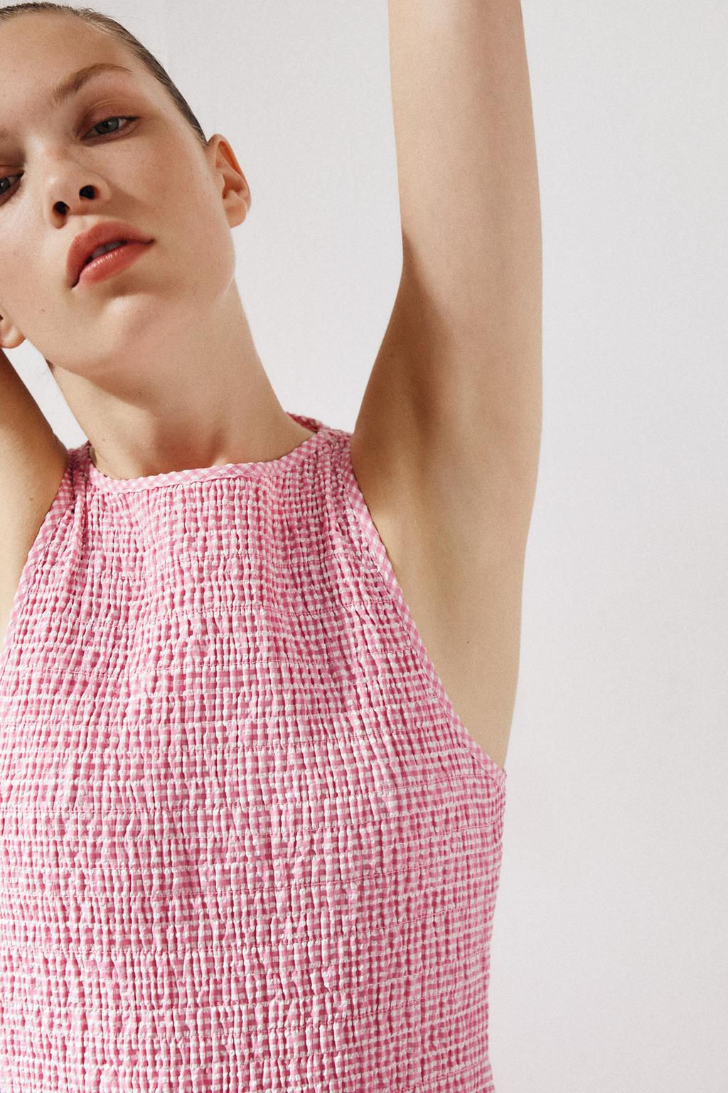GINGHAM CHECK MIDI DRESS - Zara фото 6