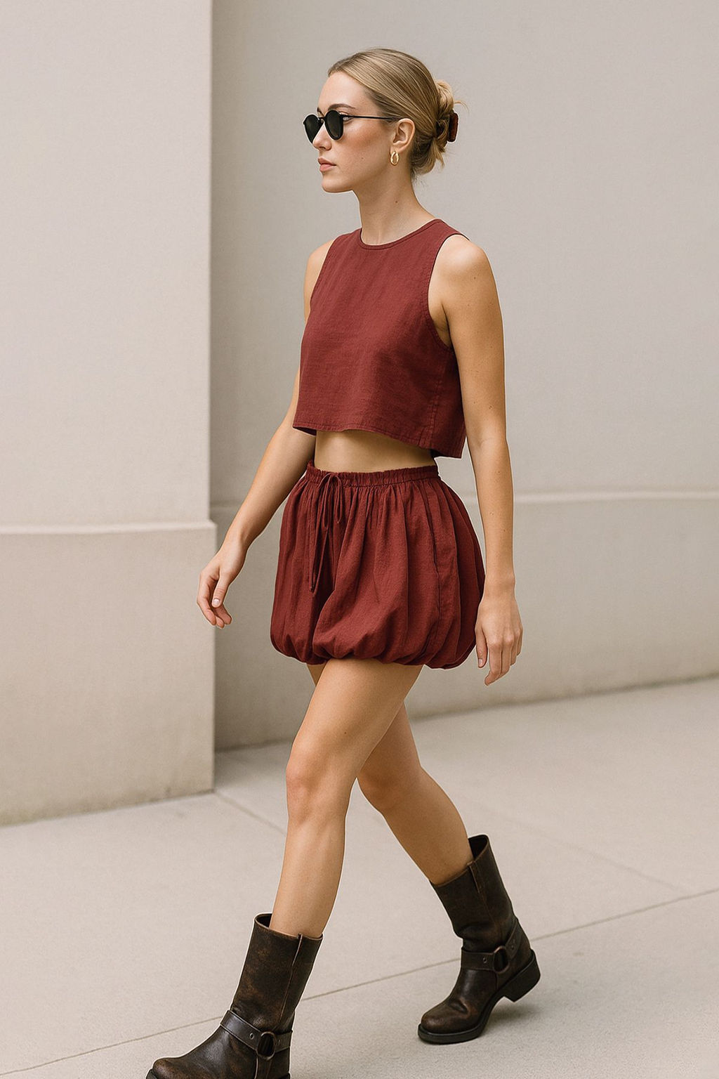 TRENDYOLMILLA Limited Edition Kiremit Balon Mini Modal Dokuma Etek TWOSS25ET00104