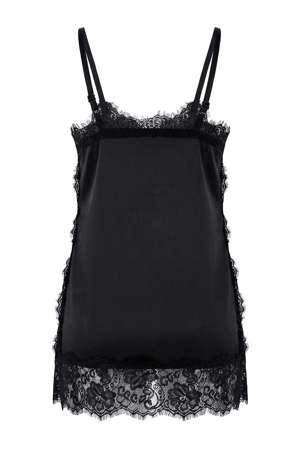 Siyah Dantel Garnili Rahat Kesim Saten Party Bluz TPRSS26BZ00036