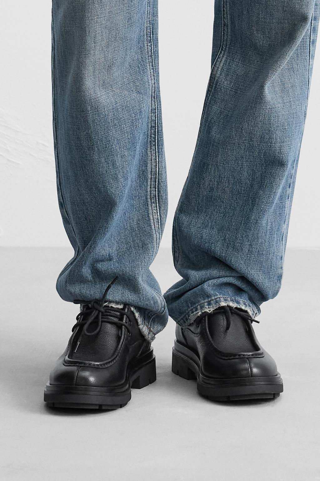 LEATHER MOC TOE SHOES - Zara фото 3