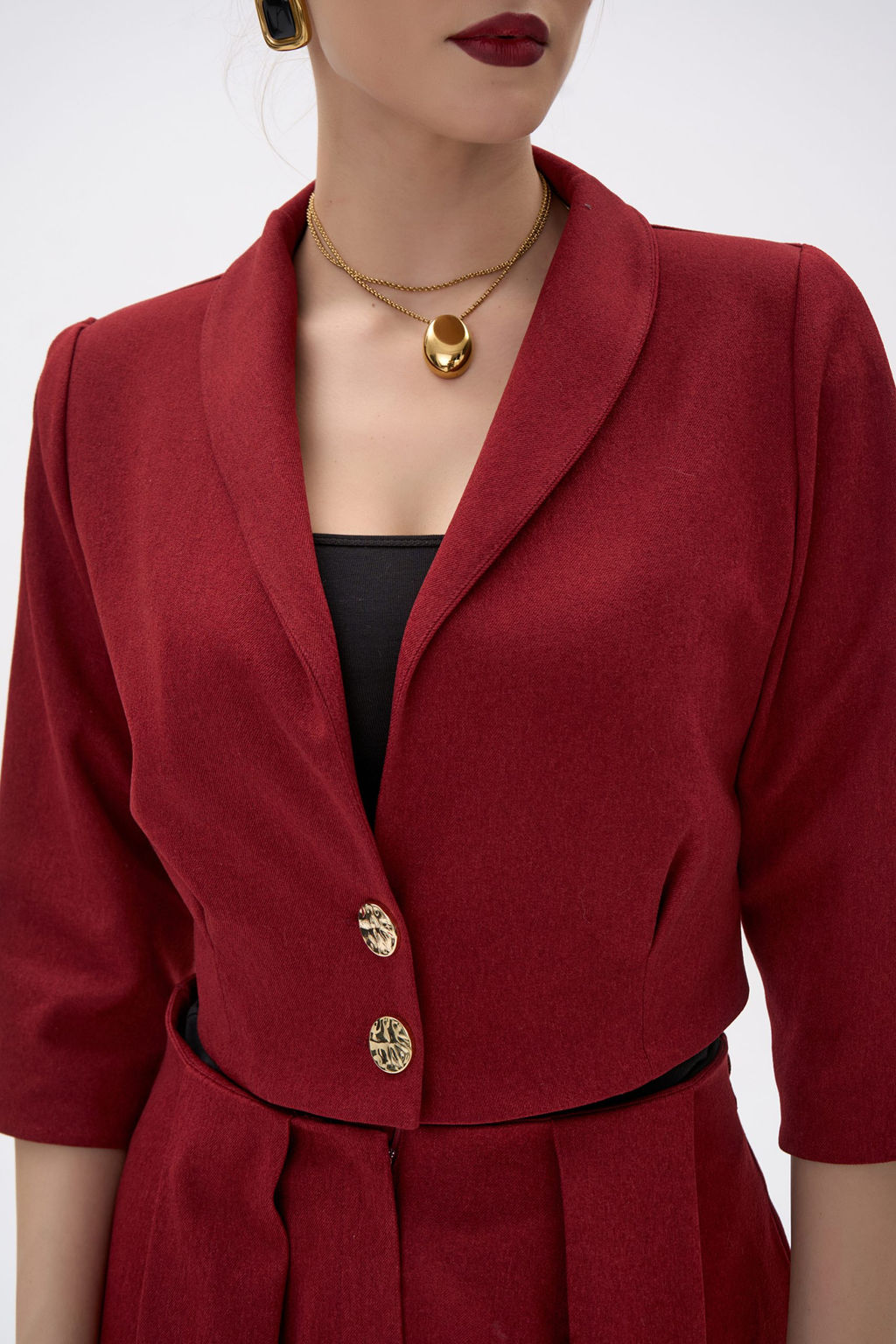 Короткий пиджак Джуди (бордовый) - Эльза фото 2