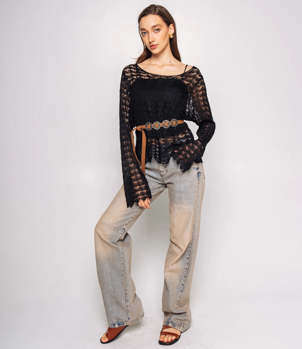 Лонгслив+топ #КТ2979, чёрный