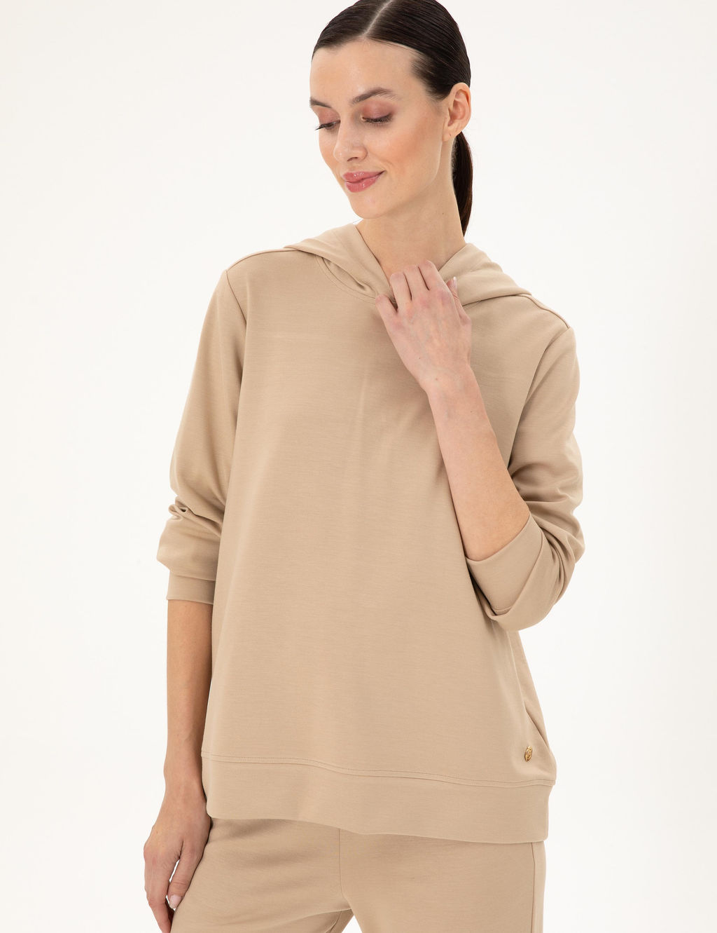 Bej Oversize Modal Kuma_ Sweatshirt - Pierre cardin фото 3