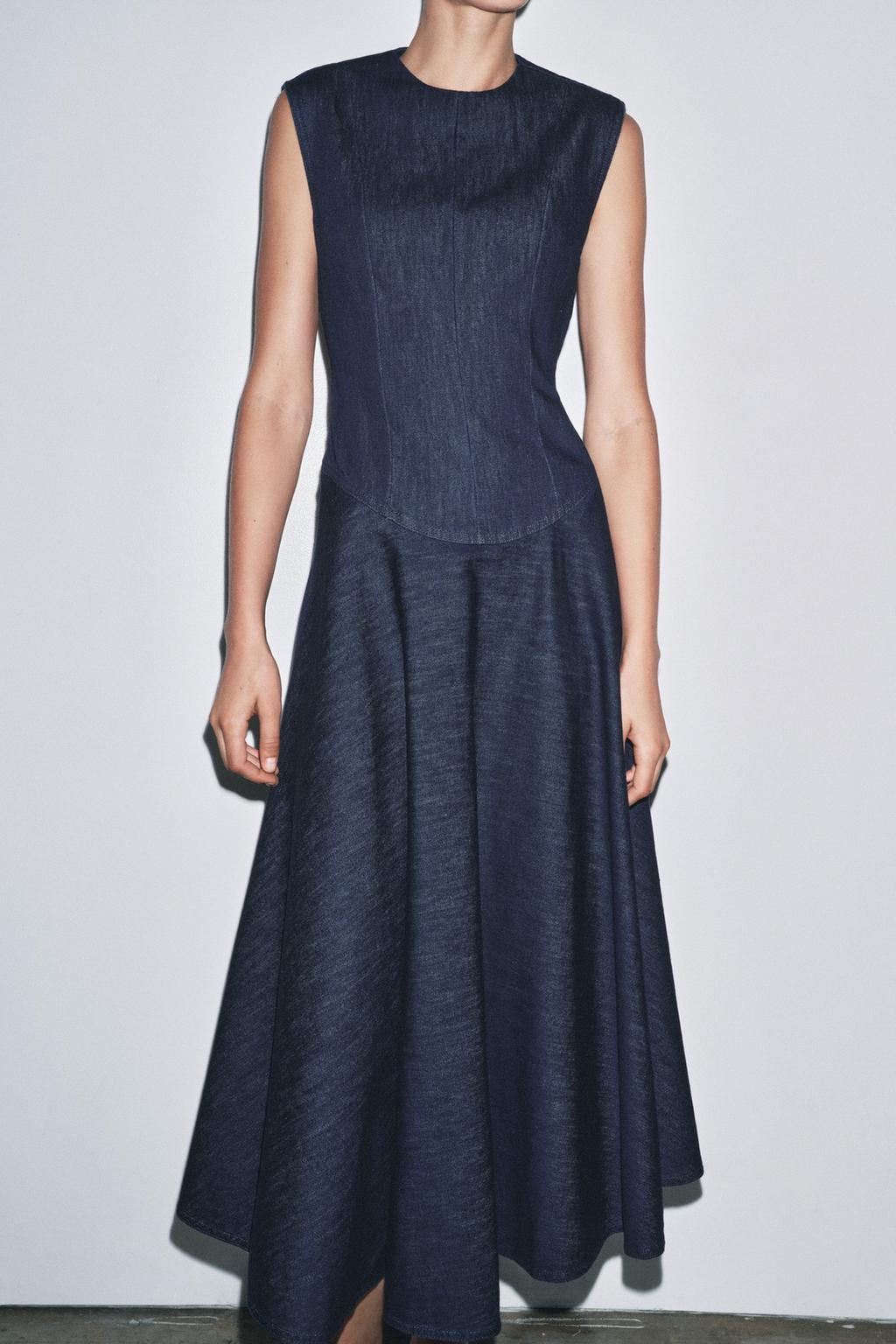ZW COLLECTION DENIM MIDI DRESS - Zara фото 5