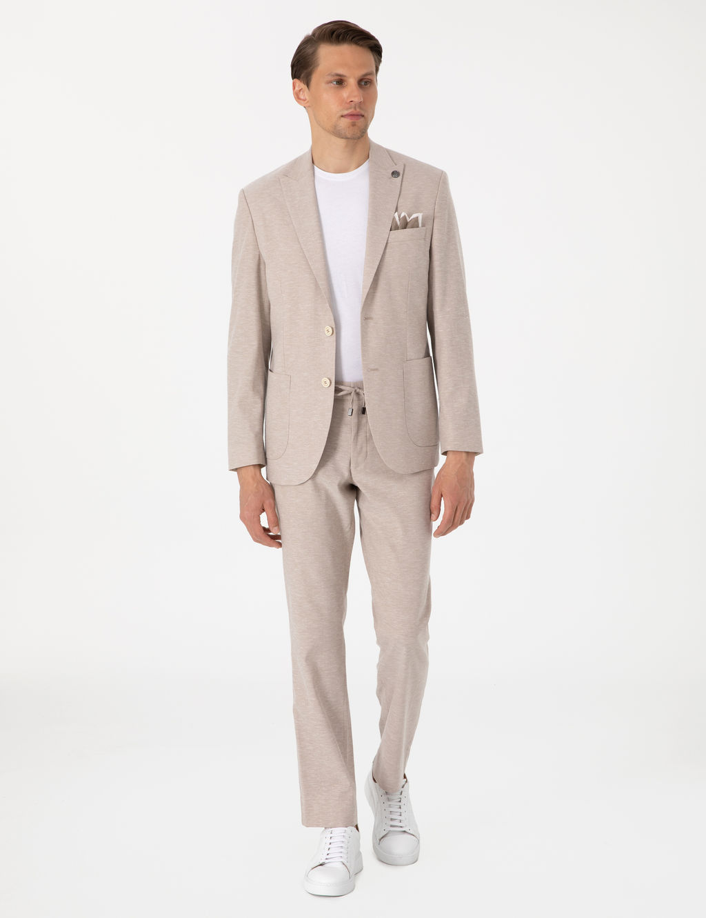A__k Kahverengi Slim Fit Keten Kar___ml_ Tak_m Elbise