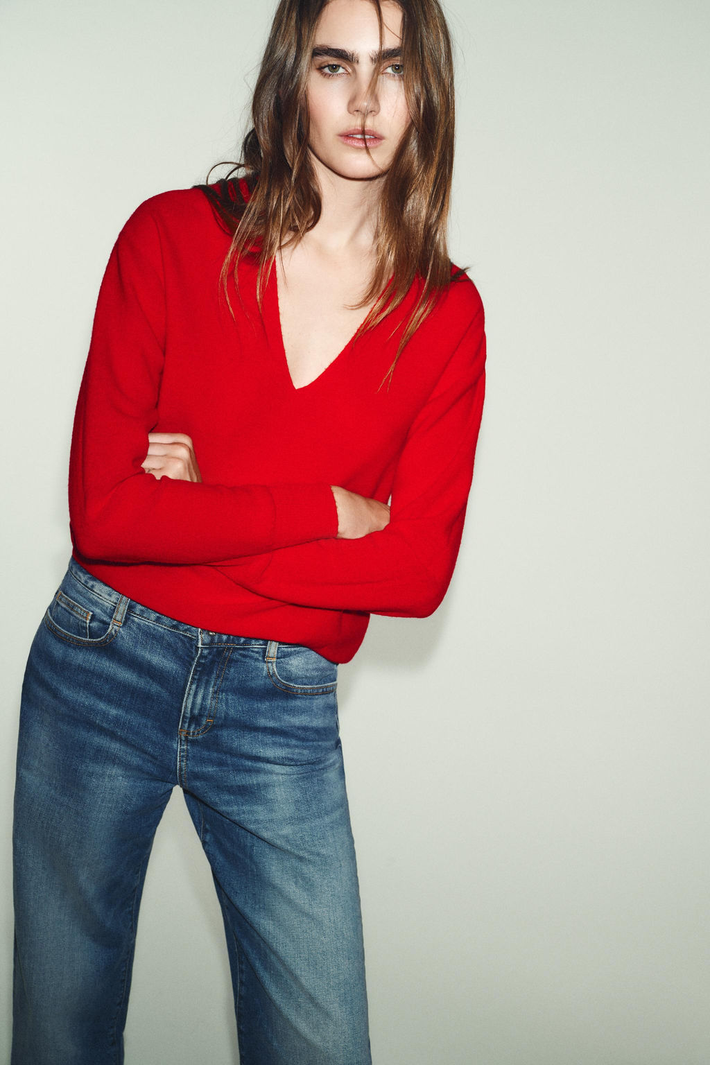 Z.07 RELAXED FIT HIGH-WAIST JEANS WITH TURN-UP HEMS - Zara фото 3