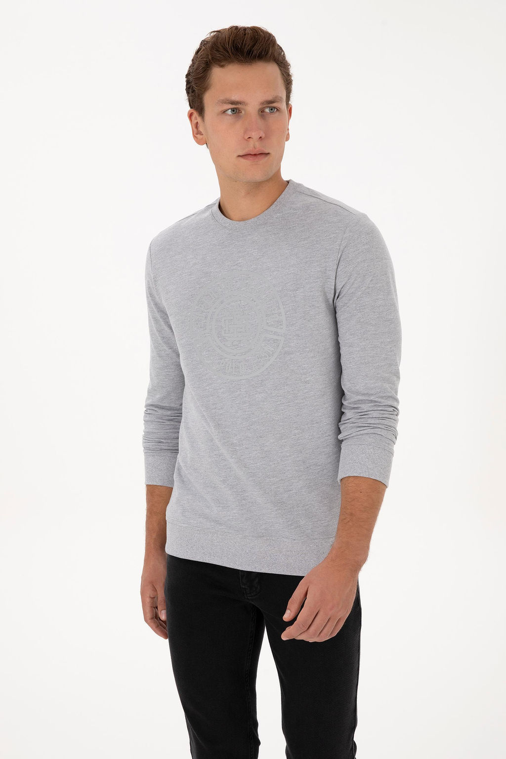 Erkek Gri Melanj Sweatshirt - U.s. polo assn фото 3
