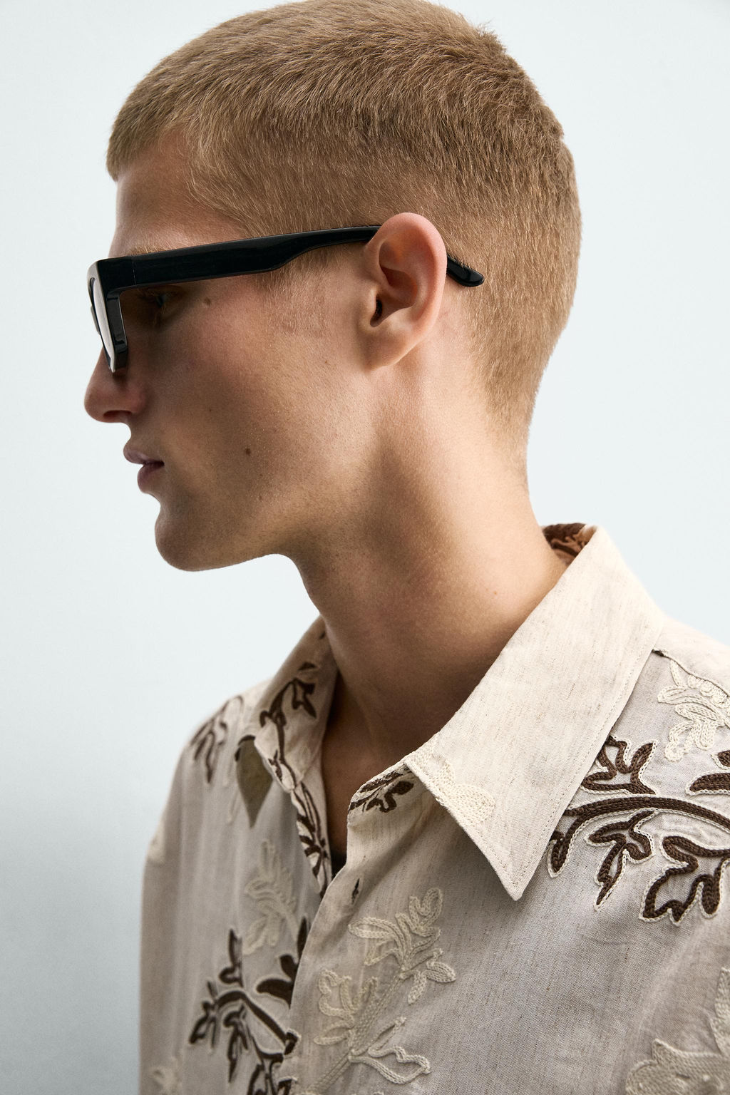 CAMISA RELAXED FIT  BORDADO FLORAL / Crudo - Zara фото 6