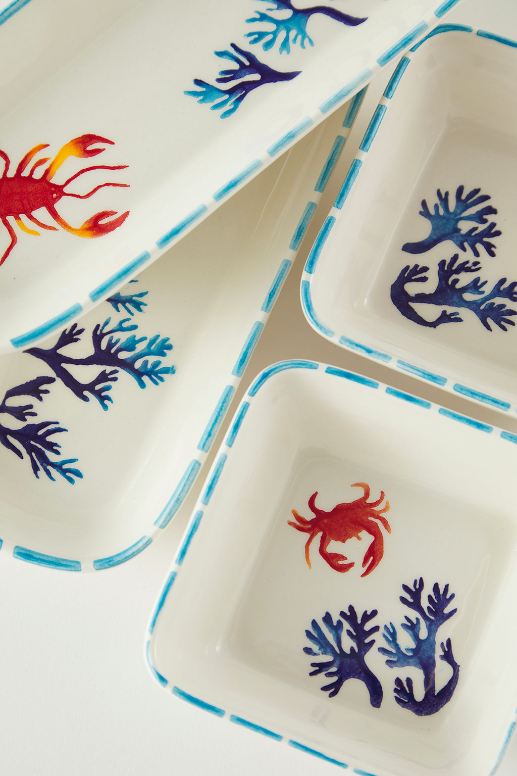 Trendyolmilla Home 4lu Seramik Marine Bask?l? Kase/Sunumluk Tabak Seti TPHSS25TBK00008 фото 5