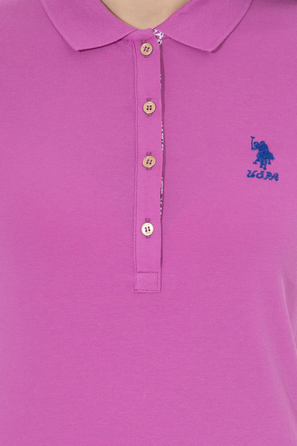 Женская фиолетовая базовая футболка с воротником-поло Неожиданная скидка в корзине - U.s. polo assn фото 12