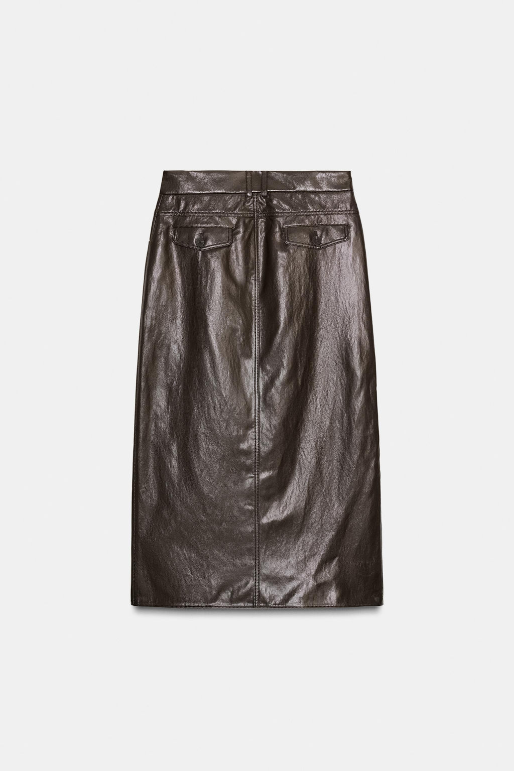 FALDA CORTA PIEL 100% ZW COLLECTION LIMITED EDITION / Marr?n