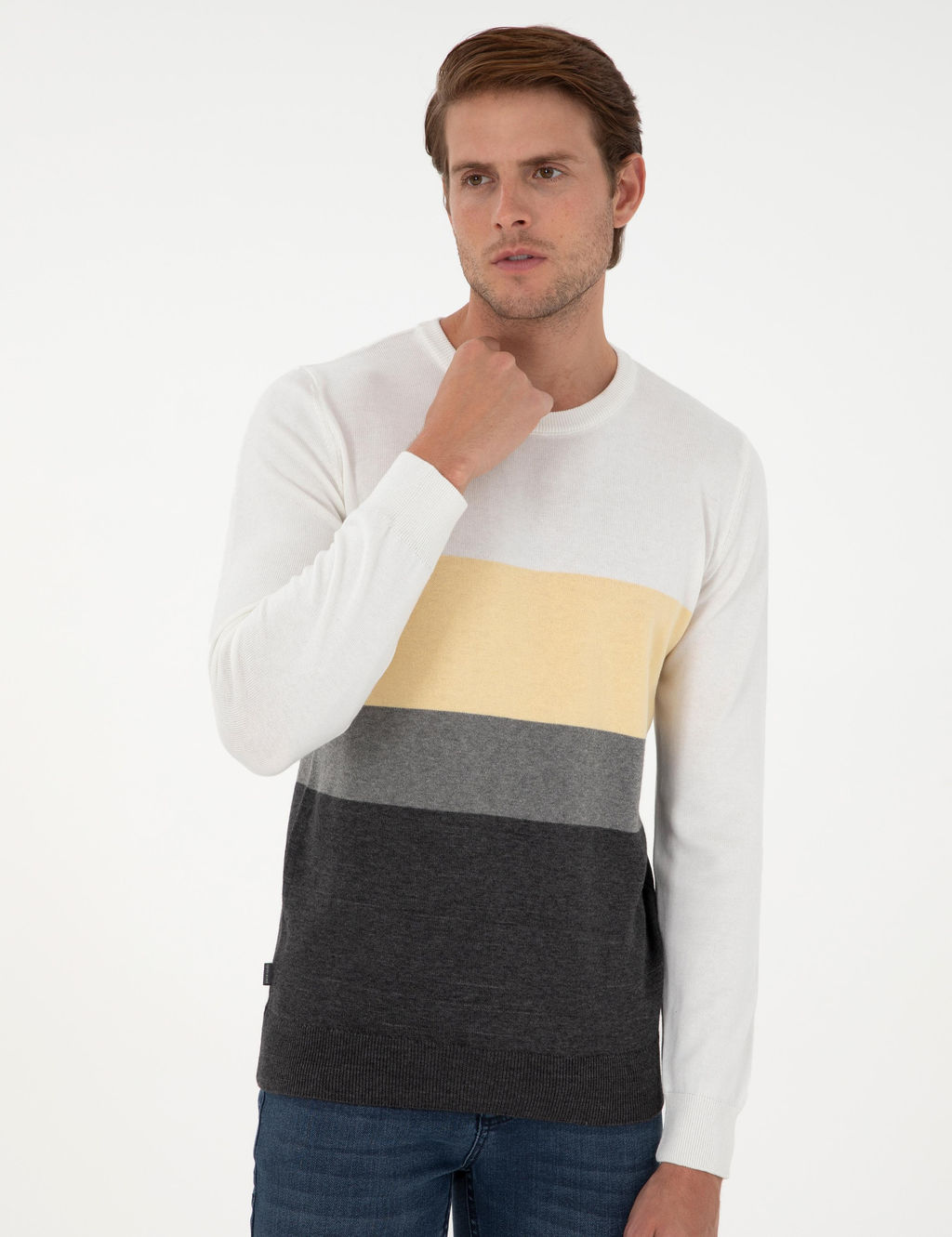 Gri Melanj Slim Fit Bisiklet Yaka Triko Kazak - Pierre cardin фото 3