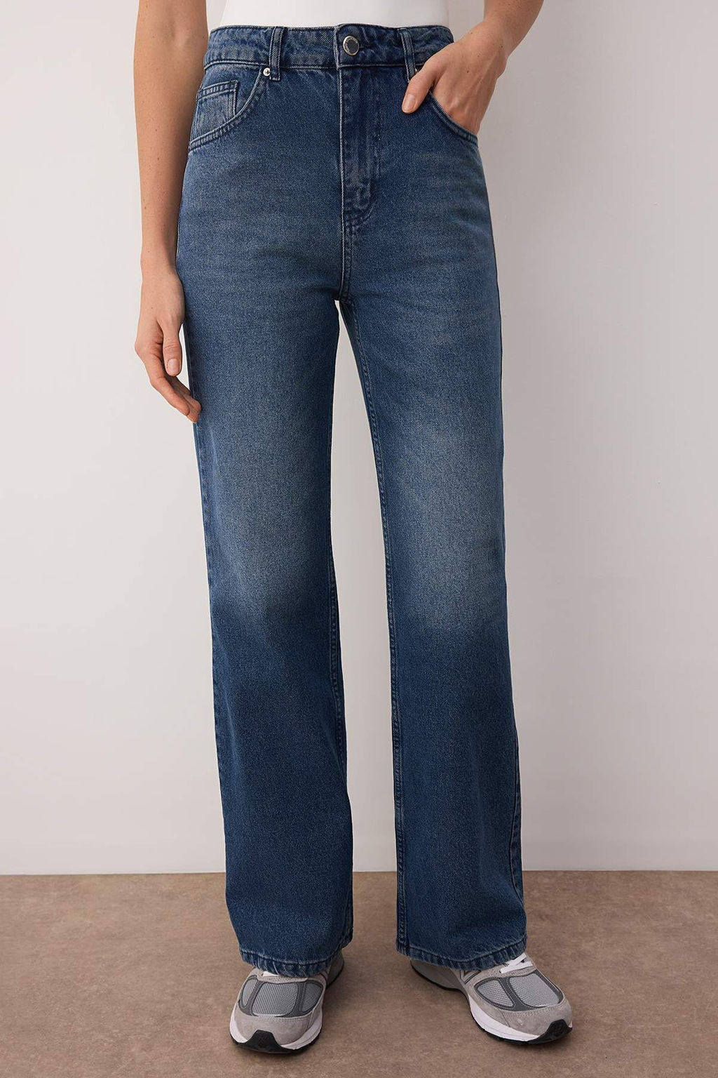 Gece Mavisi Yuksek Bel Wide Leg Jeans TWOSS25JE00172