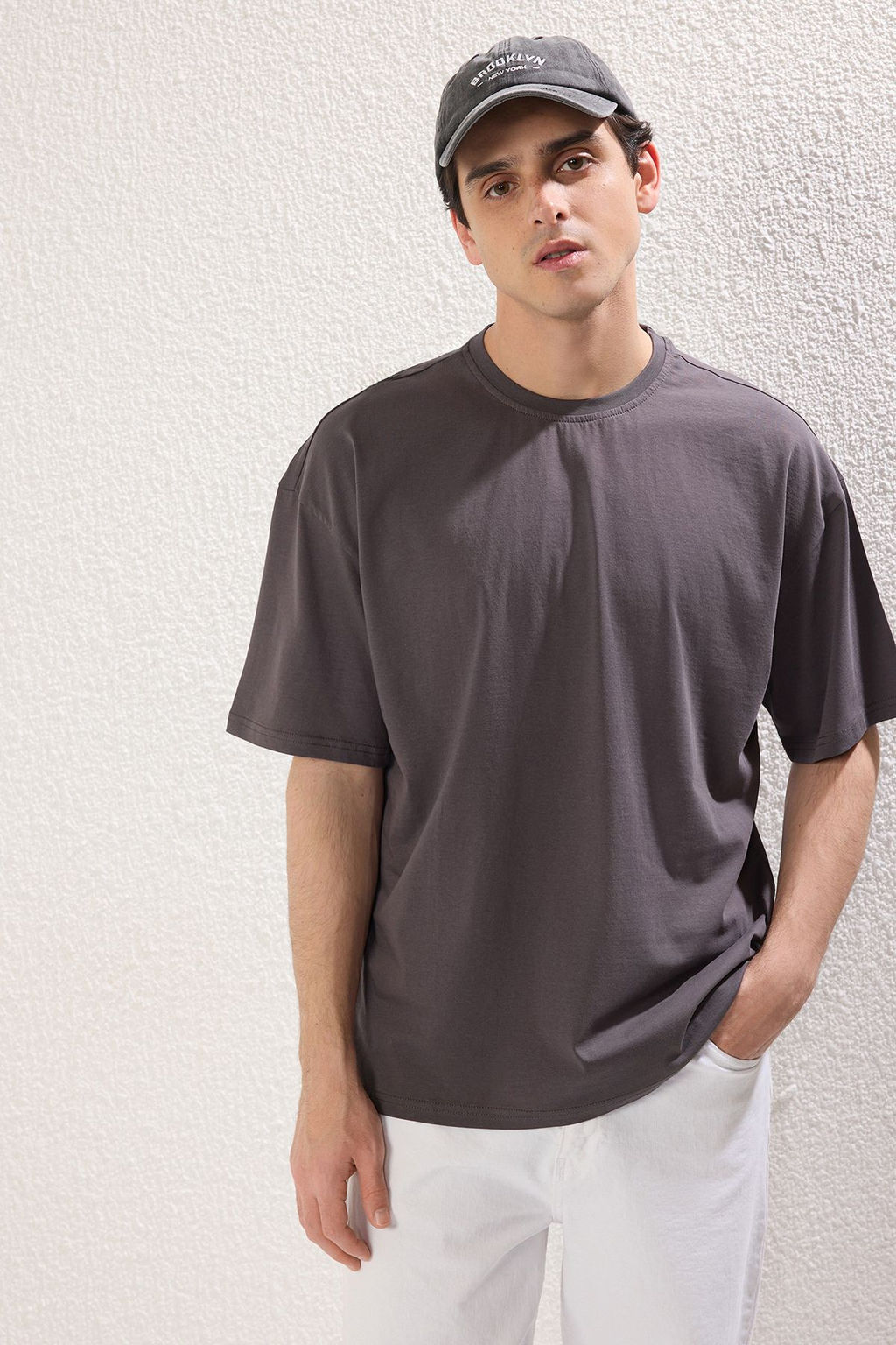 TRENDYOL MAN Mavi-Antrasit Oversize/Genis Kesim 2li Paket Bask?l?-Duz %100 Pamuk T-Shirt TMNSS25TS00212 - Trendyolmilla фото 8