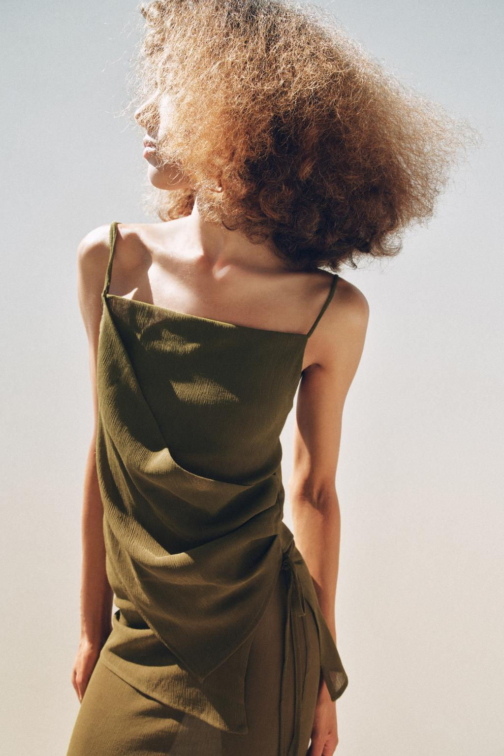 SEMI-SHEER TEXTURED ASYMMETRIC TOP - Zara фото 2