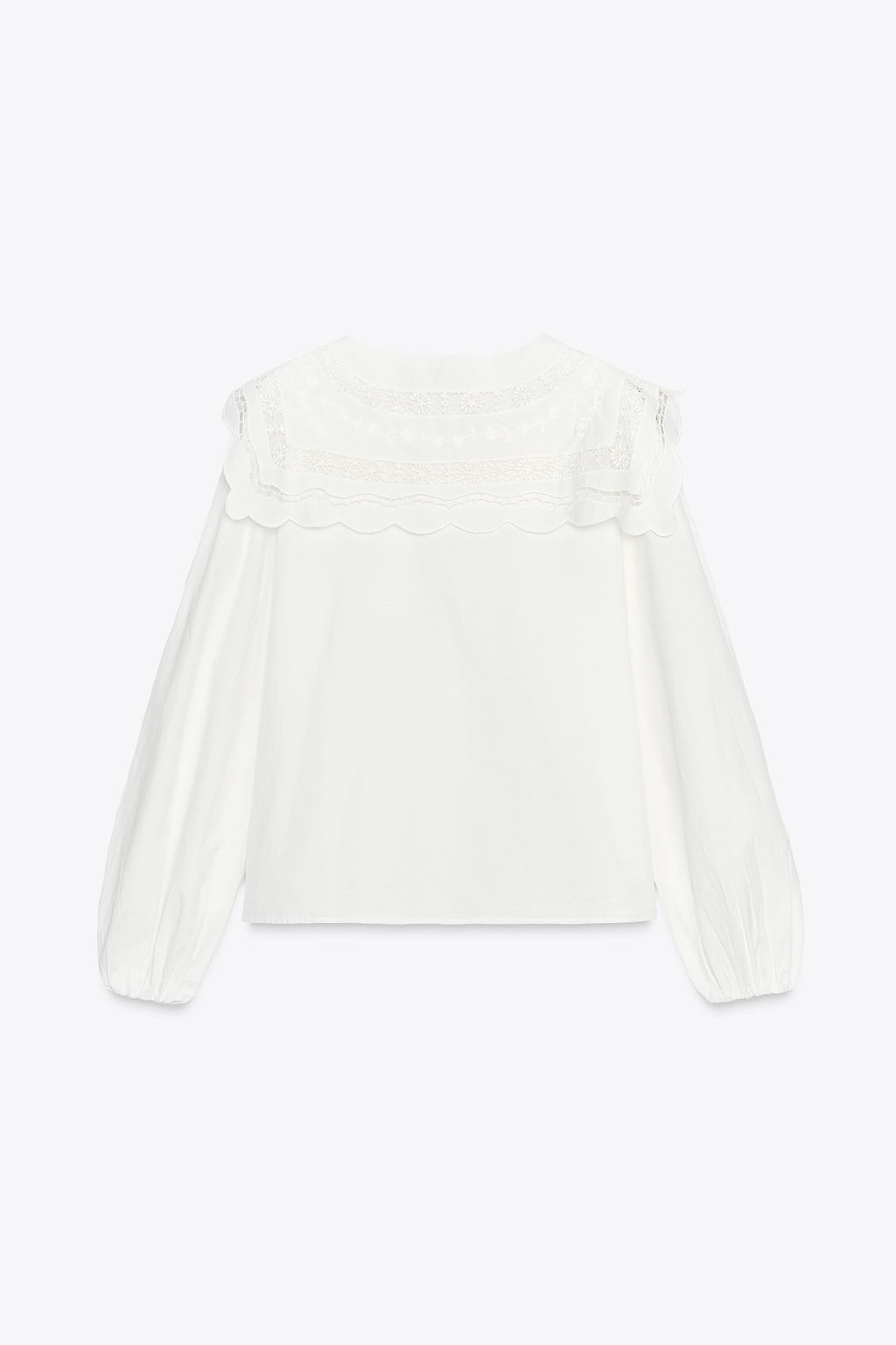 ZW COLLECTION EMBROIDERED COLLAR POPLIN SHIRT - Zara фото 7