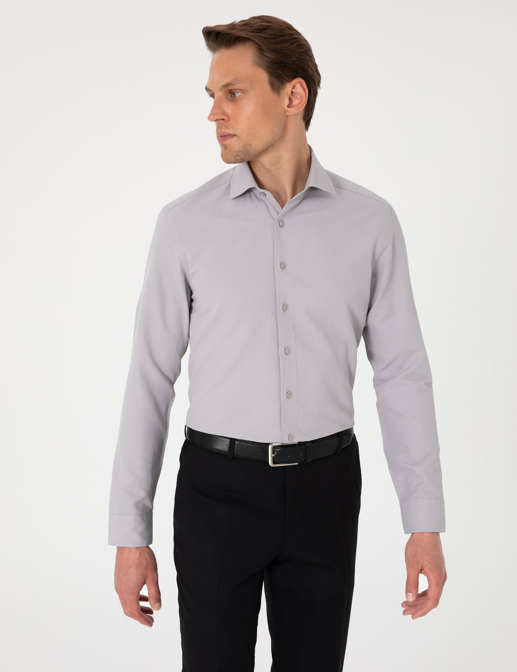 Gri Slim Fit Uzun Kollu Arm_rl_ G_mlek