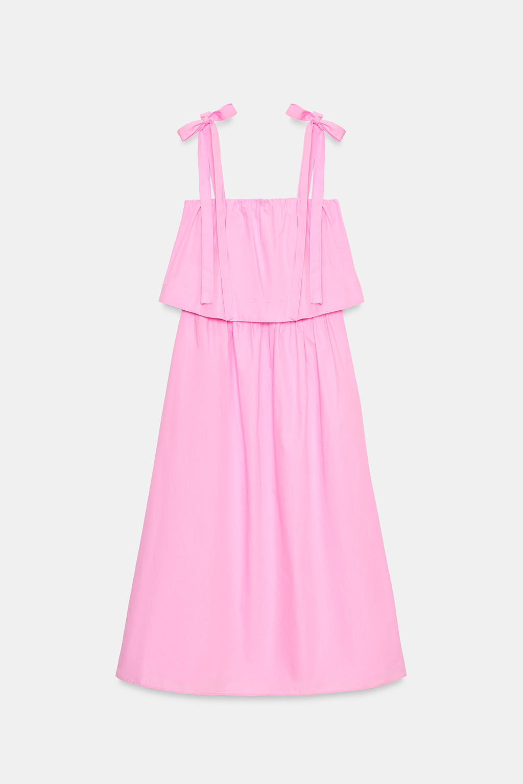 VESTIDO MIDI POPEL?N LAZOS / Rosa medio - Zara фото 8