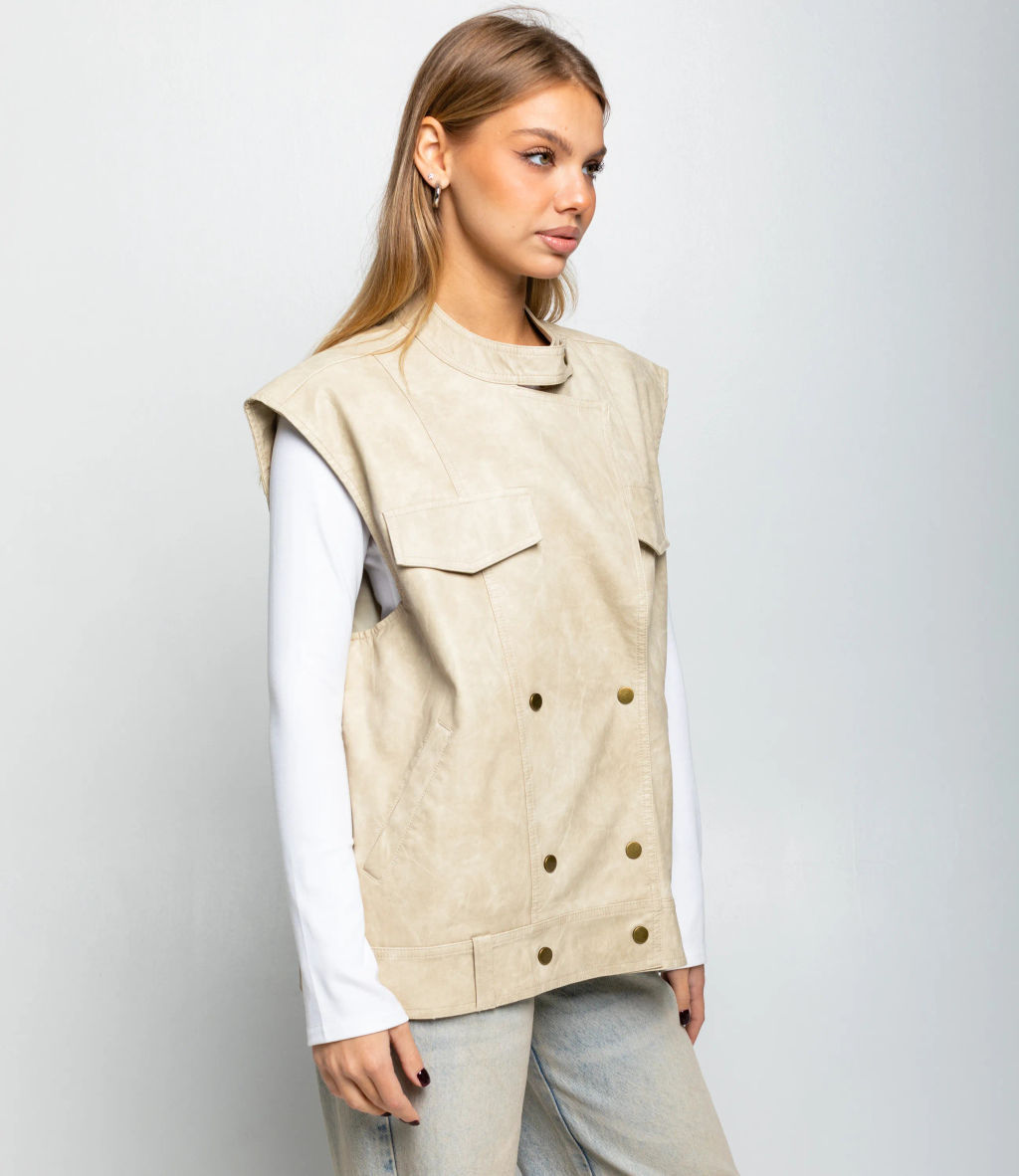 Жилет #КТ6366, светло-бежевый - Dommod фото 2