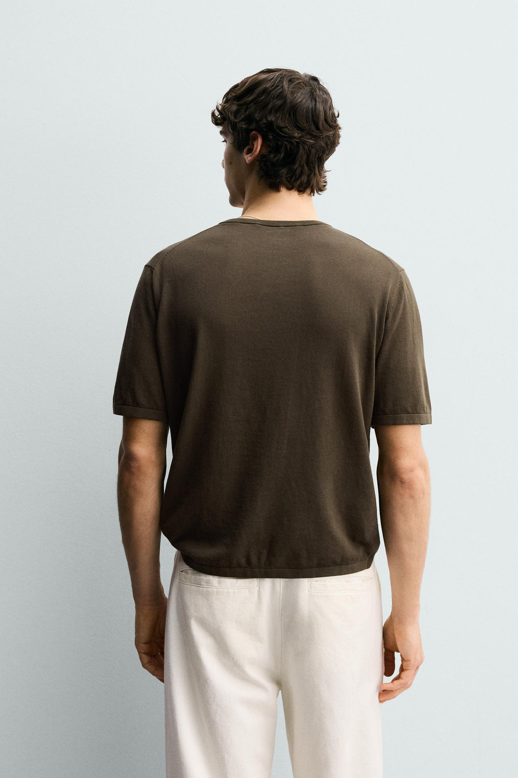 CAMISETA PUNTO CUELLO PANADERO / Khaki - Zara фото 3