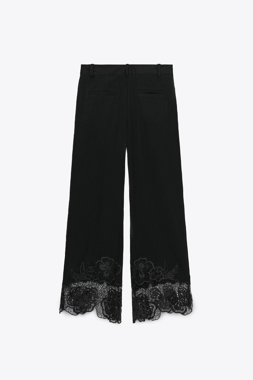 EMBROIDERED HEM CULOTTE TROUSERS - Zara фото 4