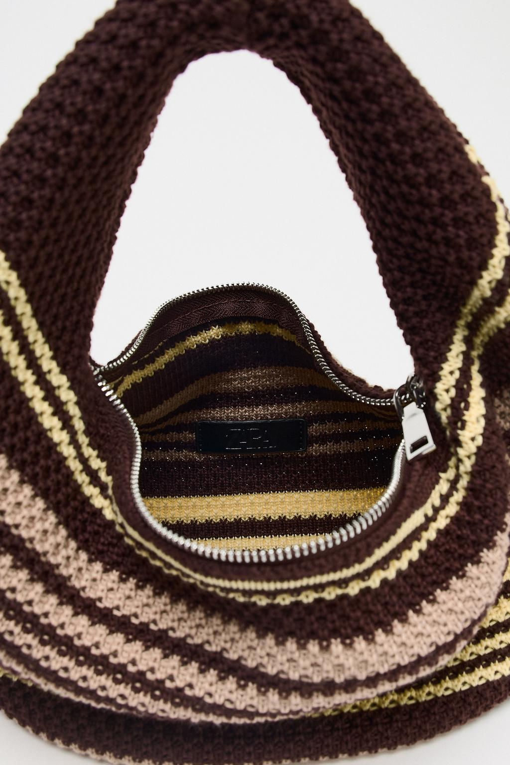 STRIPED CROCHET BUCKET BAG - Zara фото 6