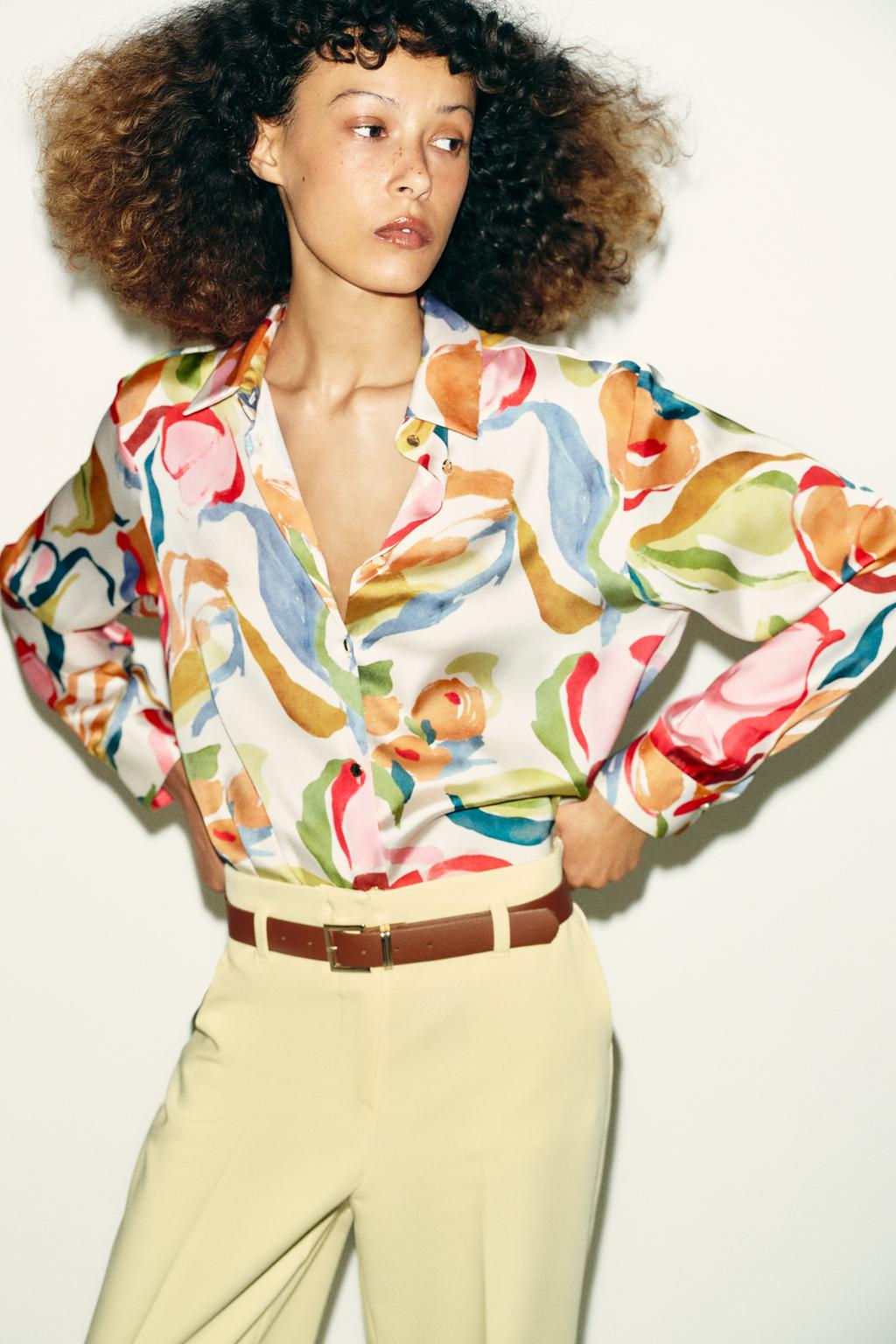 FLORAL PRINT SATIN SHIRT - Zara фото 2