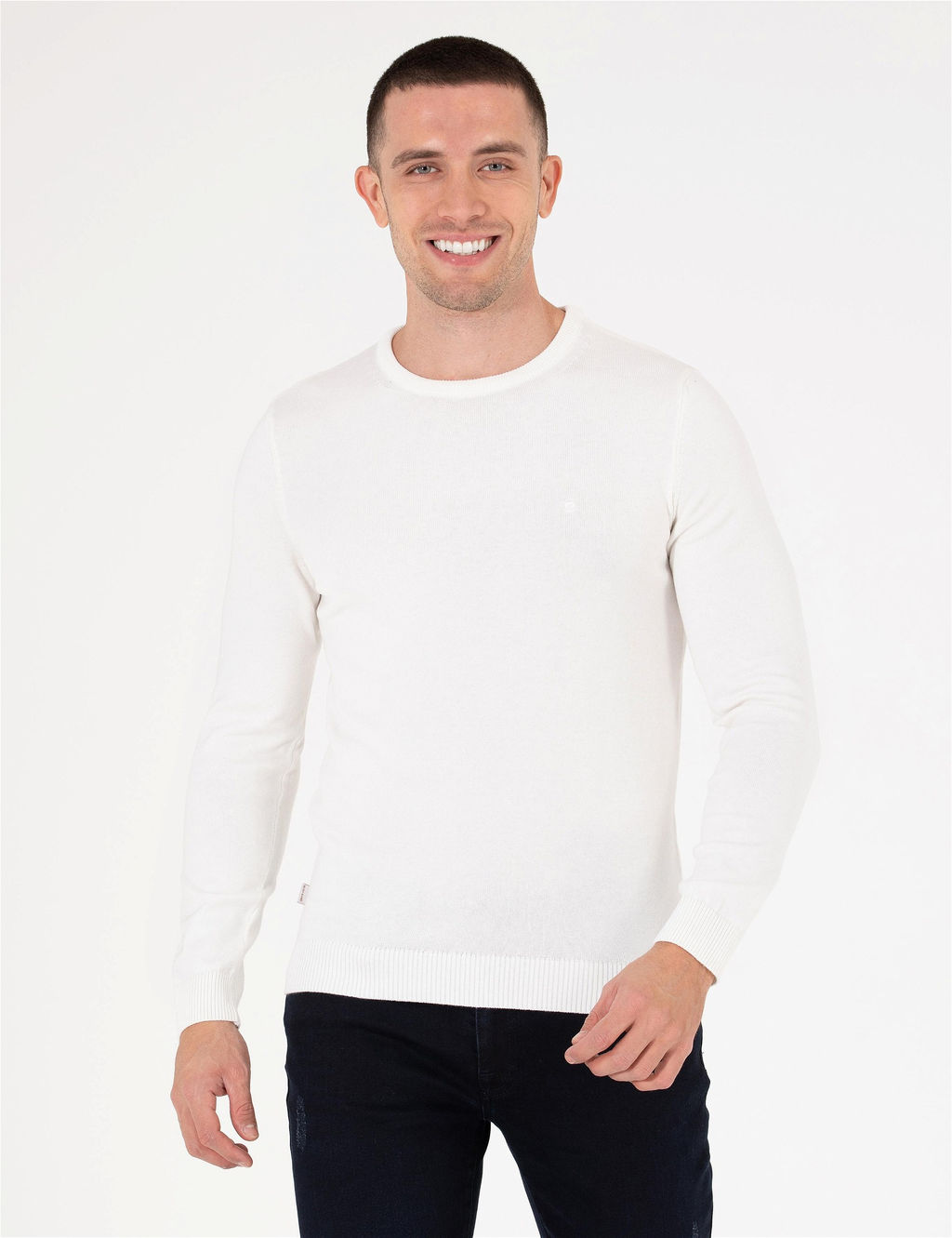 Ekru Slim Fit Bisiklet Yaka Basic Triko Kazak - Pierre cardin фото 2