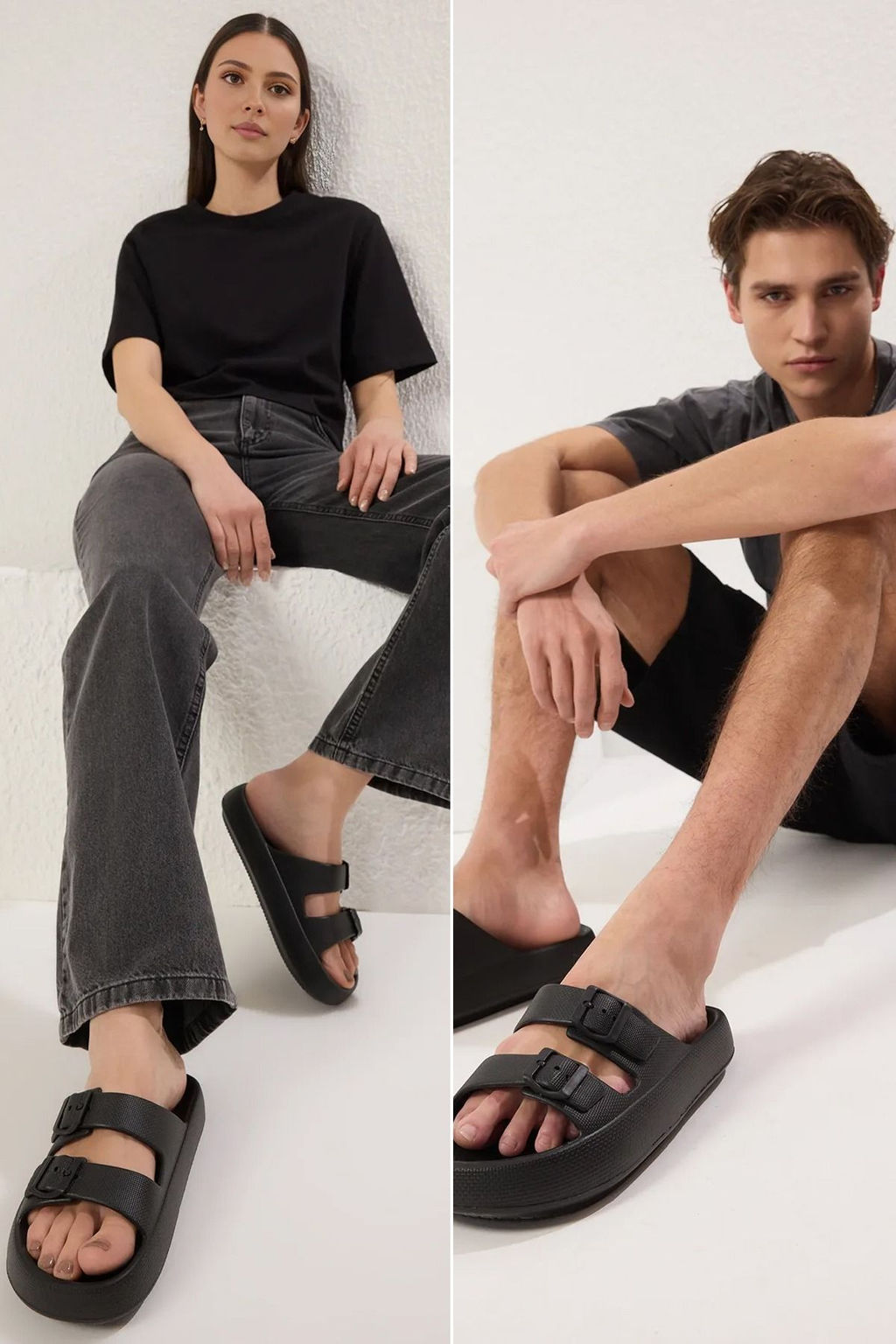 Trendyol Shoes Bej Cift Bantl? Toka Detayl? Hafif Taban Kad?n Terlik TAKSS25TE00019