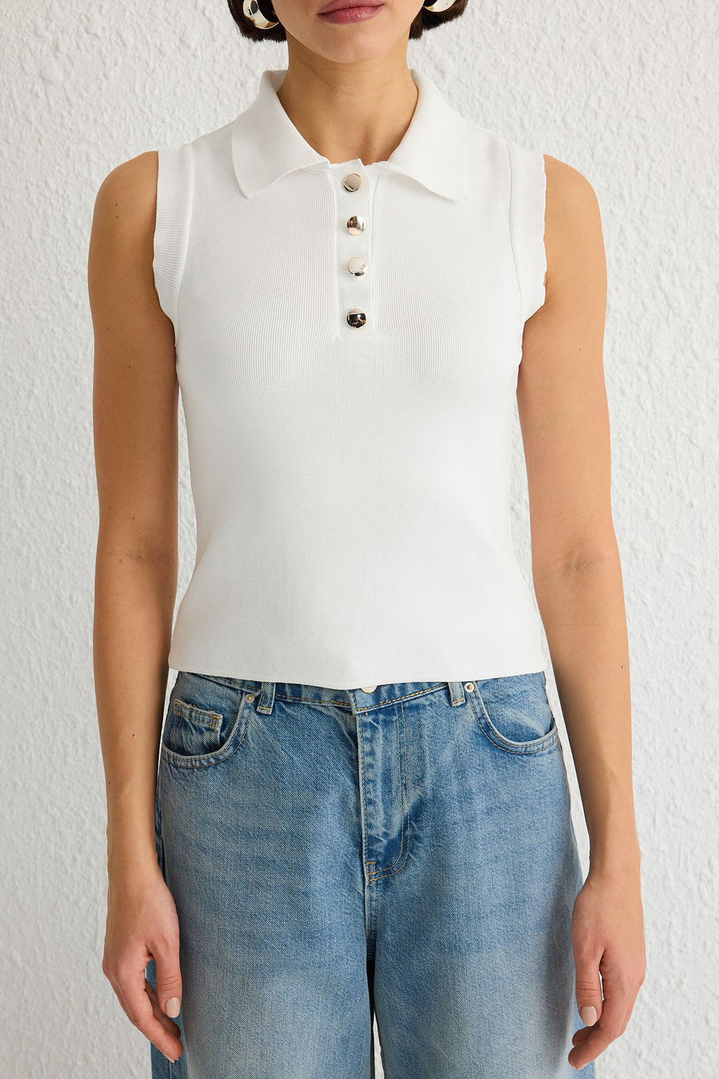 Trendyolmilla Lacivert Polo Yaka Renk Bloklu Triko Bluz TWOSS24BZ00244 фото 8