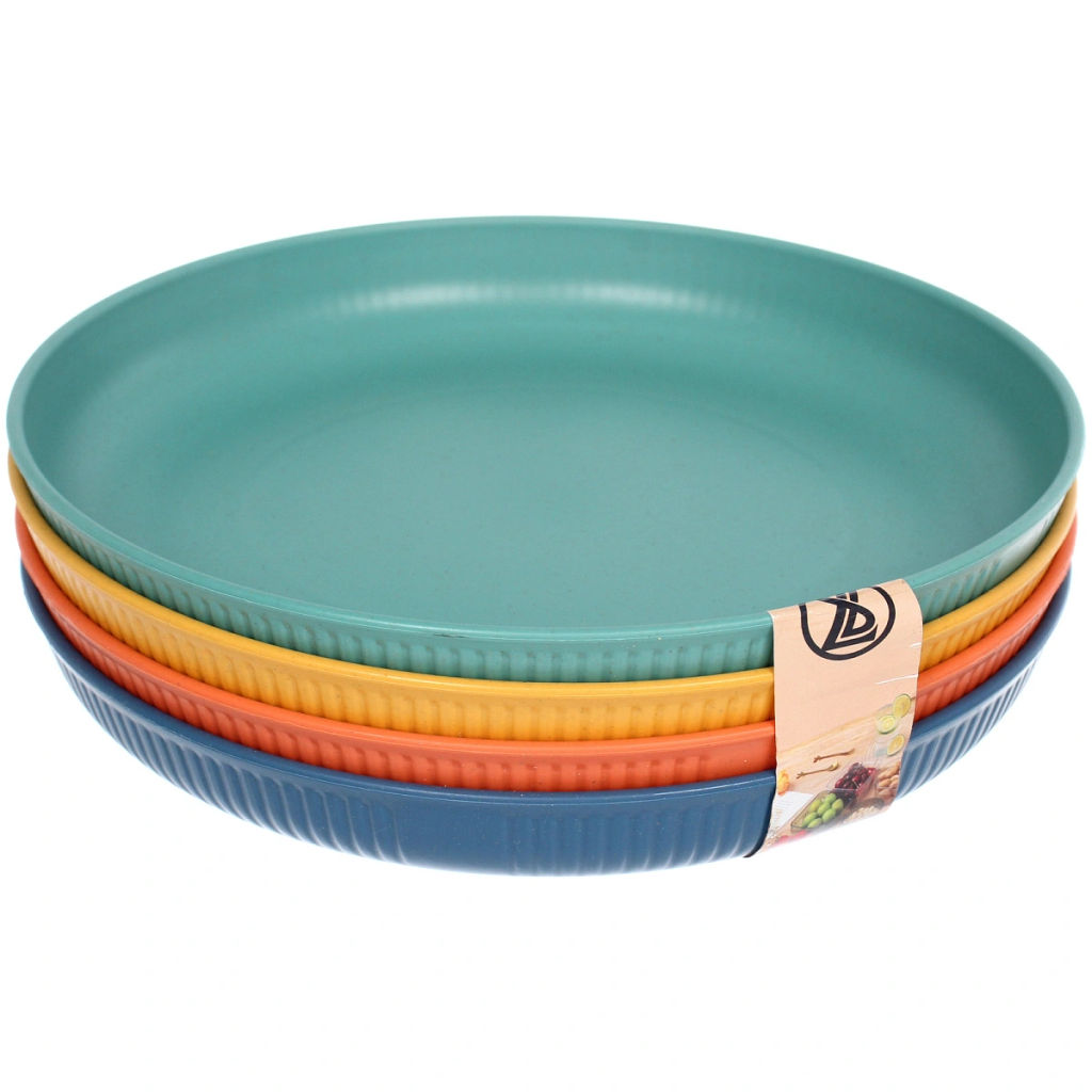 Тарелка пластиковая "Луксор" 23*3см в наборе 4шт, цвета микс