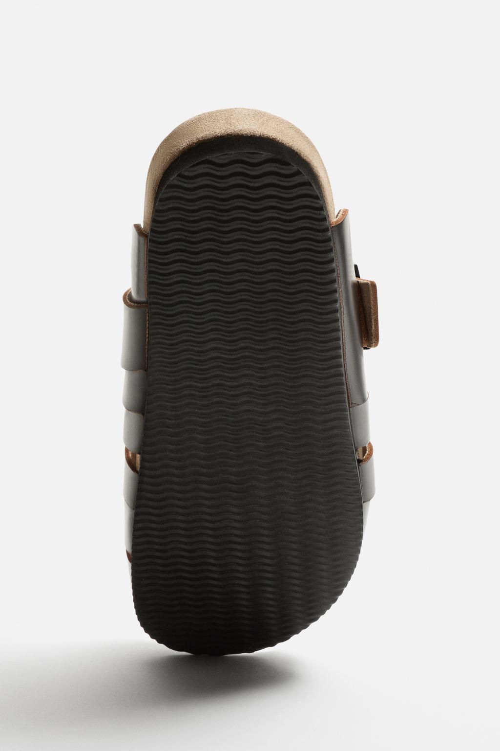 LEATHER CLOG CAGE SANDALS - Zara фото 8
