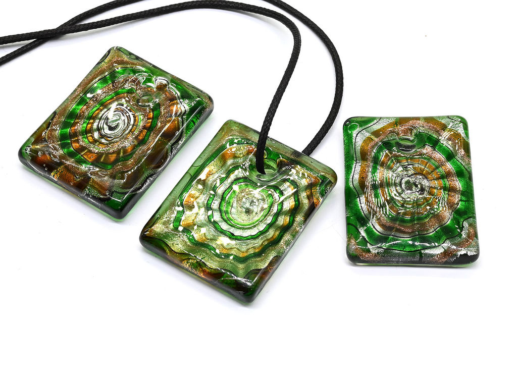 Прямоугольный кулон из муранского стекла 35*45мм цв.голубой - Радуга камня фото 3