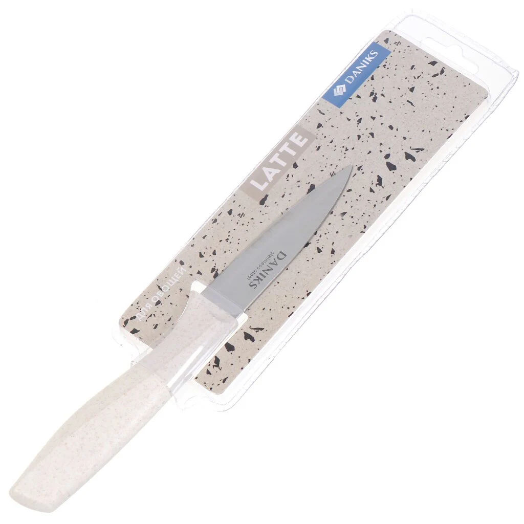 Нож кухонный Daniks, Латте, для овощей, нержав.сталь, 9 см, рукоятка пластик, YW-A383-PA (399174) /Daniks/  фото 5