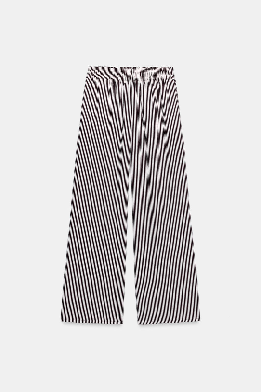 PANTAL?N ANCHO RAYAS / marron/blanco