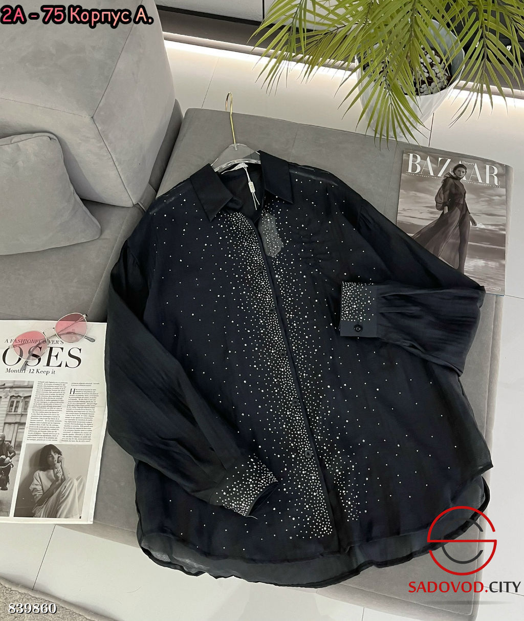 Рубашка женская со стразами - Bruno фото 2