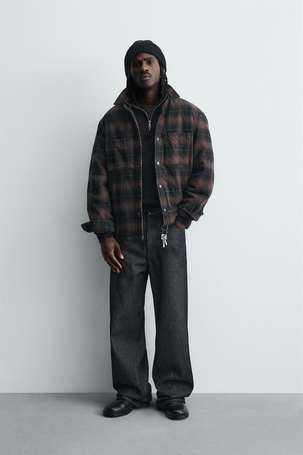 SOBRECAMISA ACOLCHADA CUADROS / Marr?n