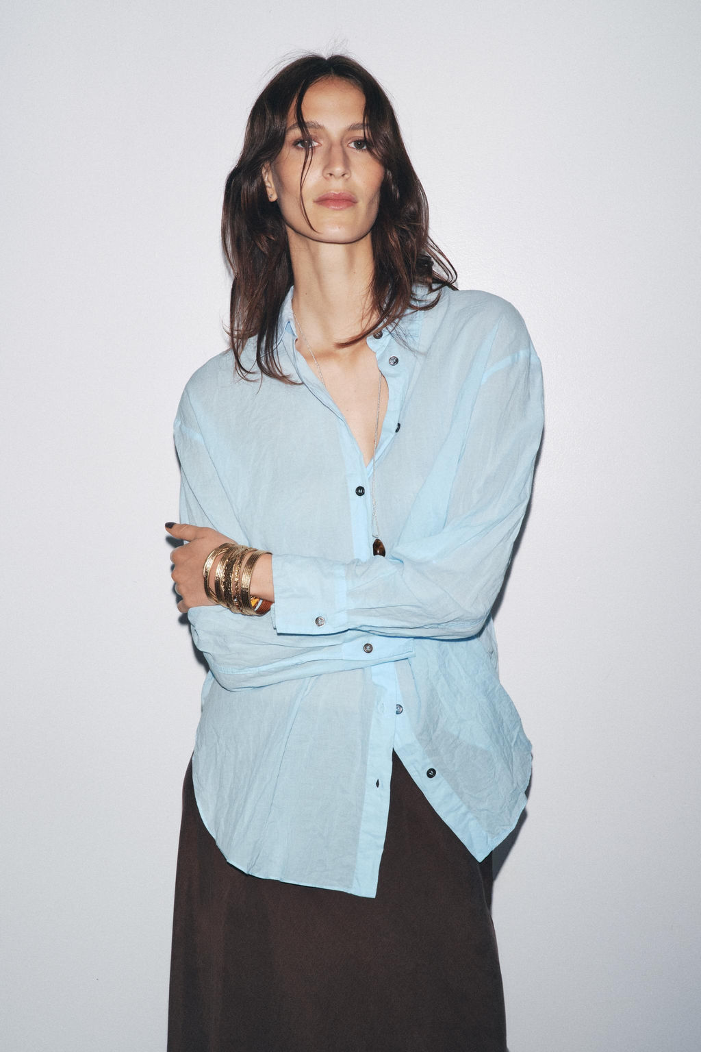 ZW COLLECTION CREASED BUTTON SHIRT - Zara фото 2