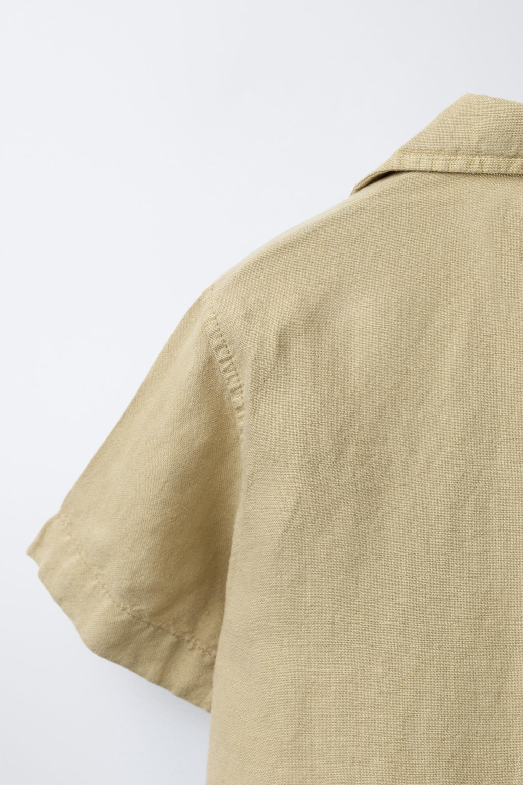 CAMISA BOWLING FLUIDA CON LINO / Khaki - Zara фото 4