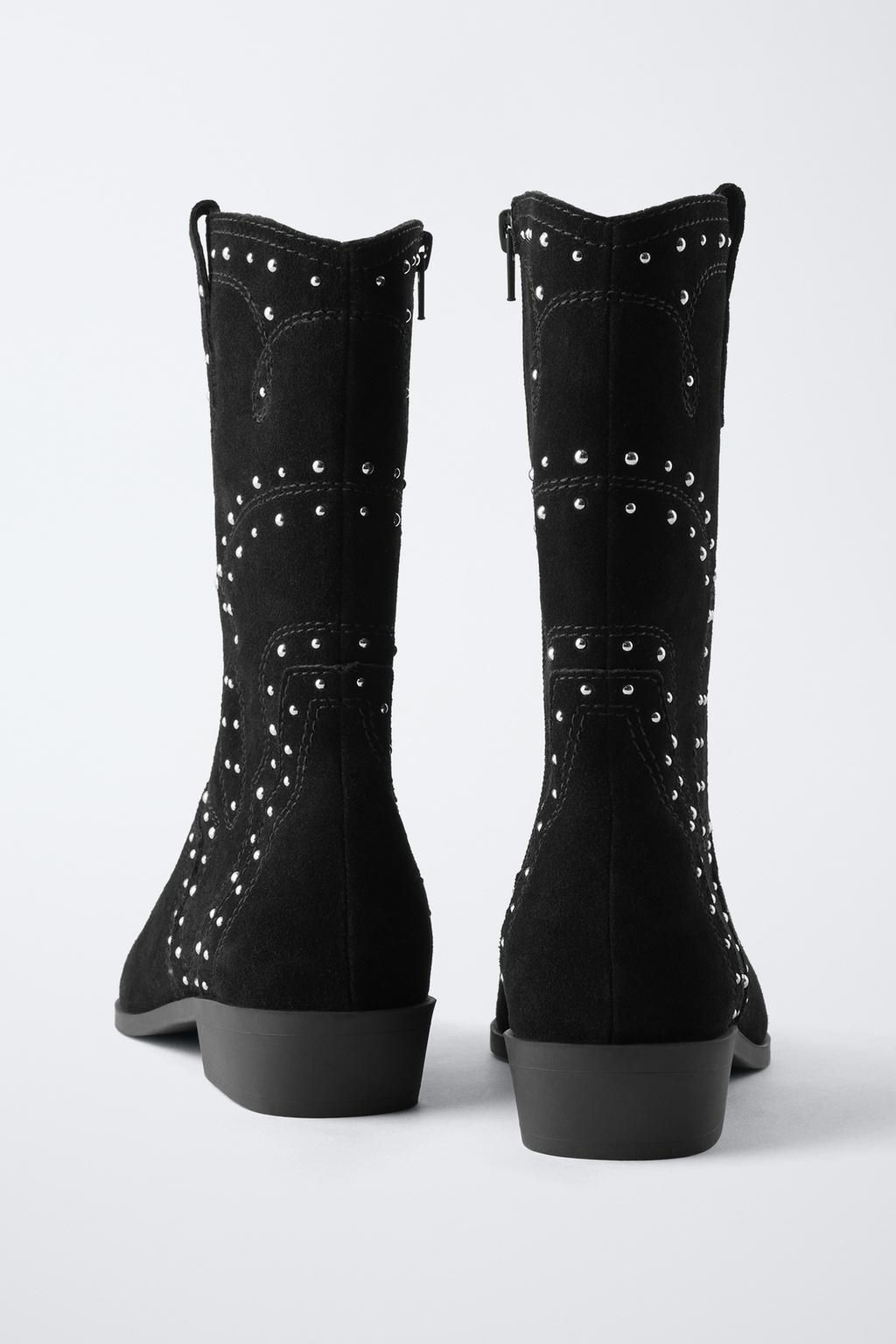 SUEDE COWBOY BOOTS WITH STUDS - Zara фото 14