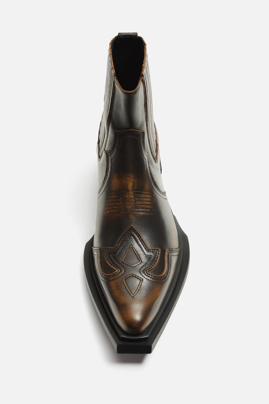 LEATHER COWBOY BOOTS - Zara фото 7
