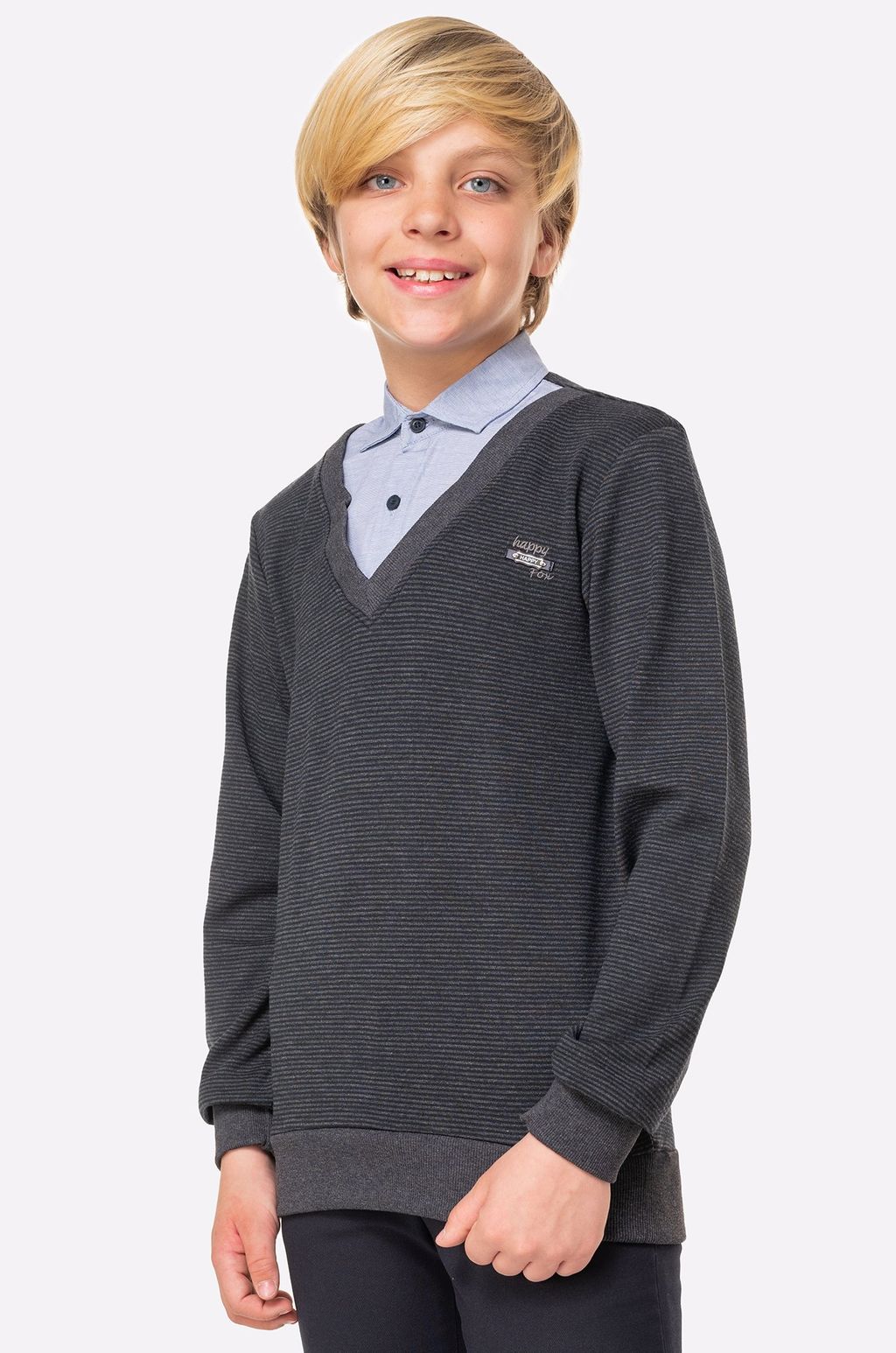 Джемпер-рубашка для мальчика Happy Fox фото 10