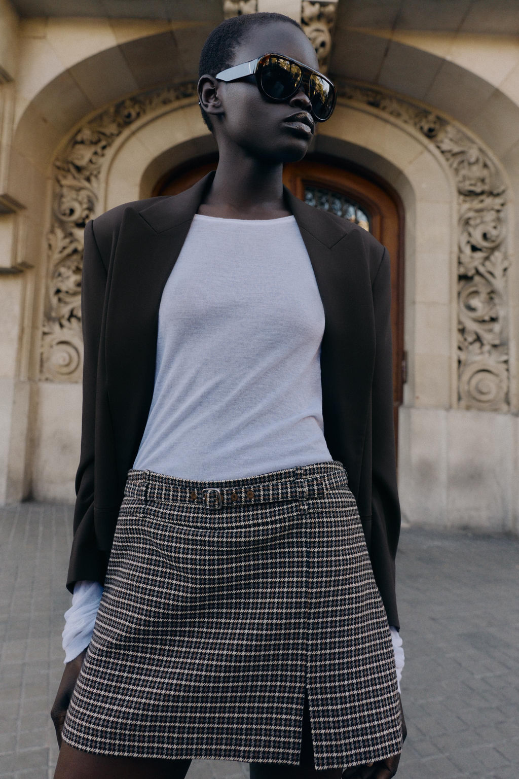 HOUNDSTOOTH SKORT WITH BELT - Zara фото 3