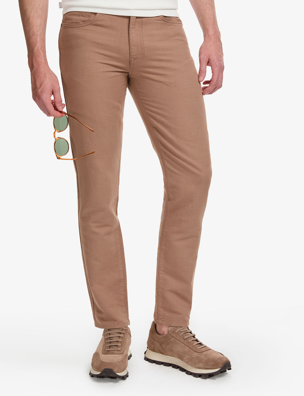 Vizon Slim Fit Keten Kar___ml_ Kanvas Pantolon