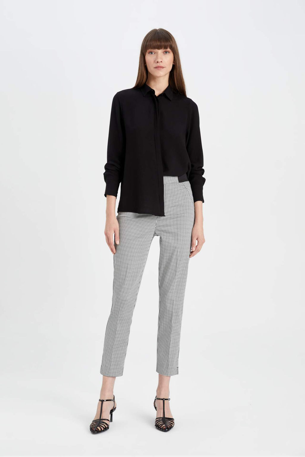 Sigaret Normal Bel Beli Lastikli Duz Paca Basic Saten Pantolon - Defacto фото 5