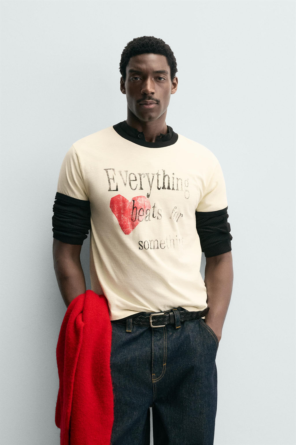 RIB T-SHIRT WITH CONTRAST HEART - Zara фото 10