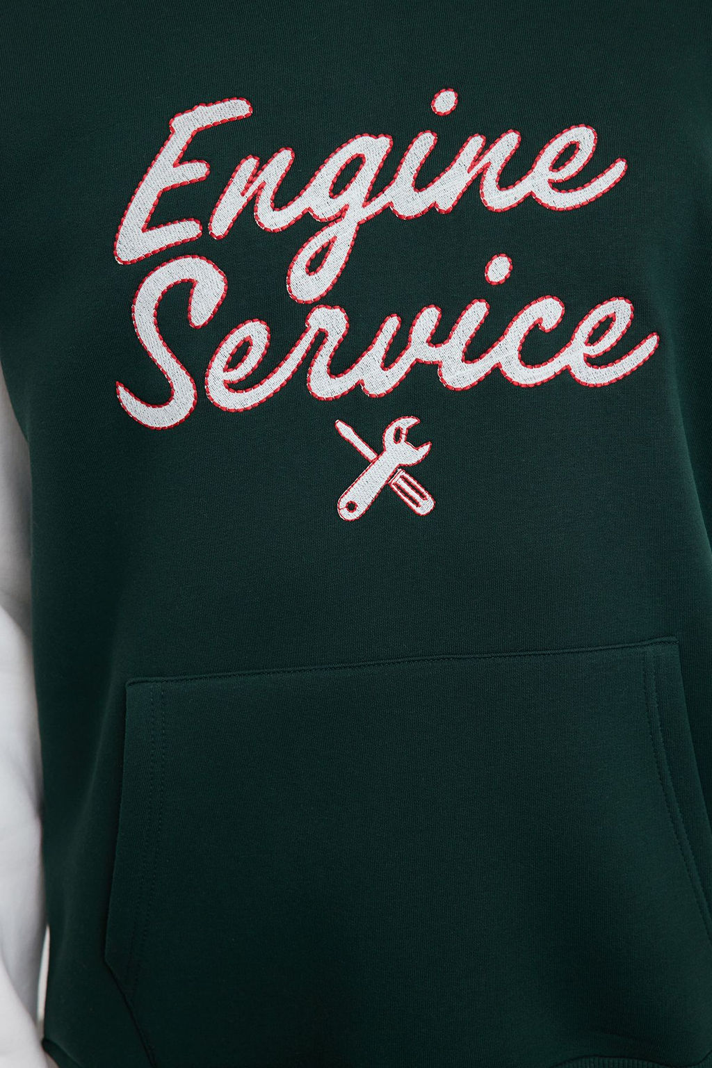 Zumrut Yesili Oversize/Genis Kesim Nak?sl? Renk Bloklu Kapusonlu Ici Polar Sweatshirt TMNAW25SW00044