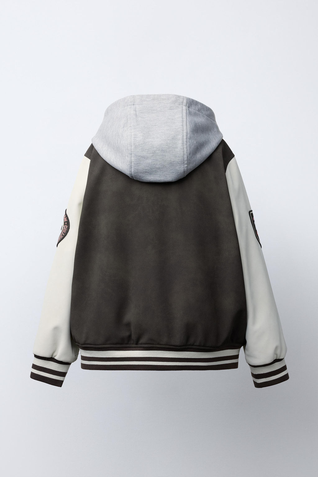 BOMBER JACKET WITH HOODIE AND FAUX LEATHER SLEEVES - Zara фото 5