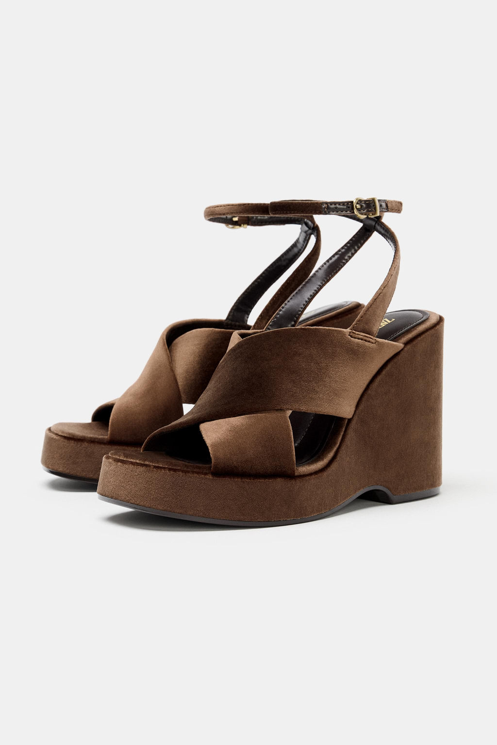 VELVET-EFFECT PLATFORM SANDALS - Zara фото 3