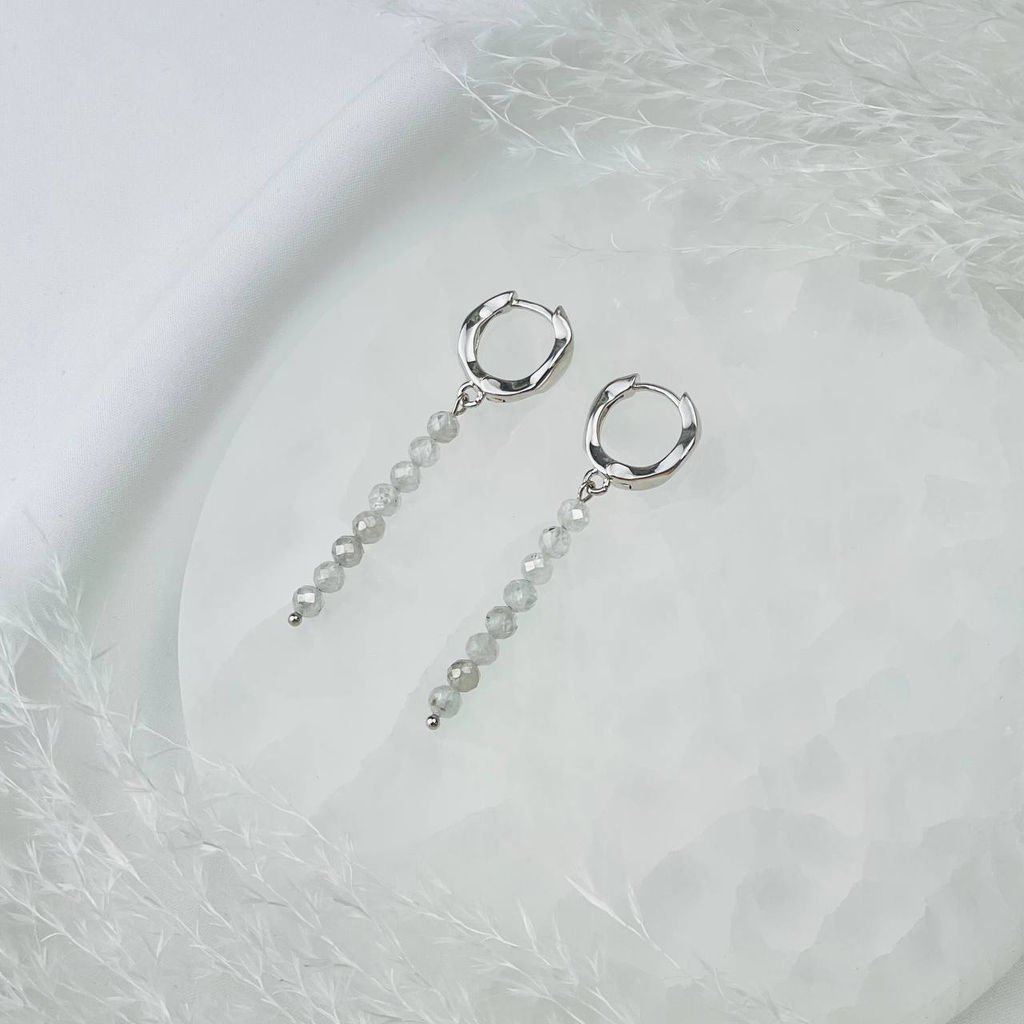 Серьги длинные из натурального Циркона